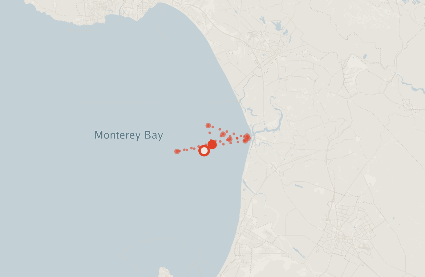Activity map — real sighting points on an OpenStreetMap basemap