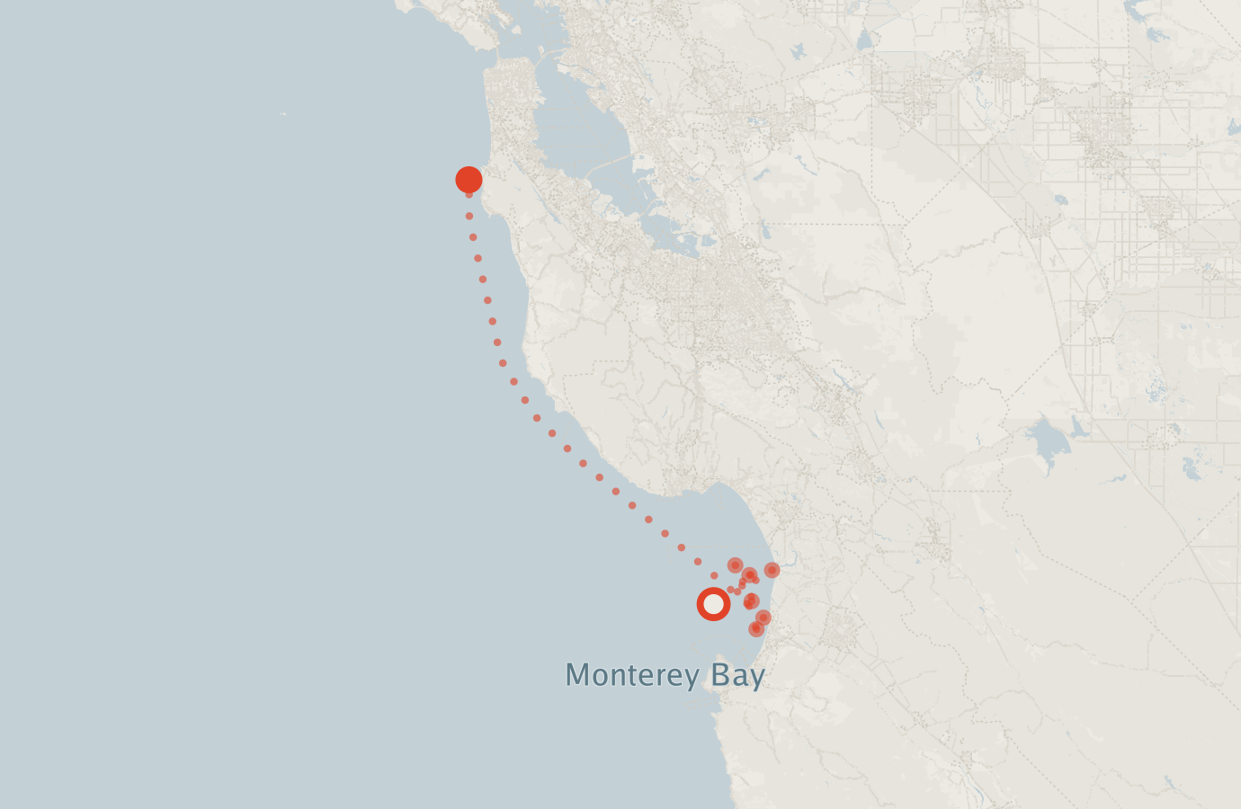 Activity map — real sighting points on an OpenStreetMap basemap
