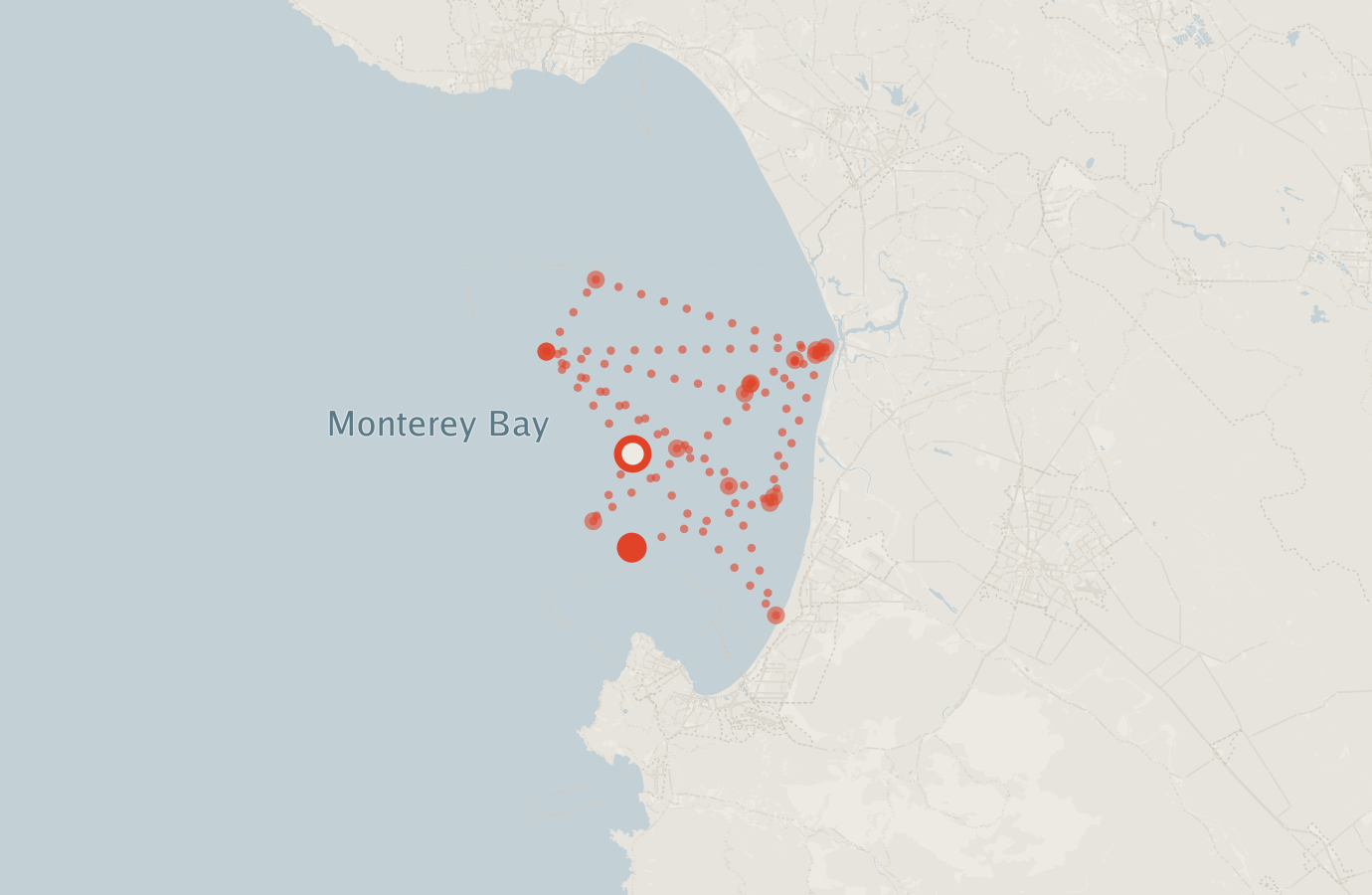 Activity map — real sighting points on an OpenStreetMap basemap