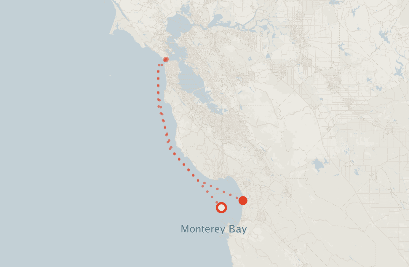 Activity map — real sighting points on an OpenStreetMap basemap