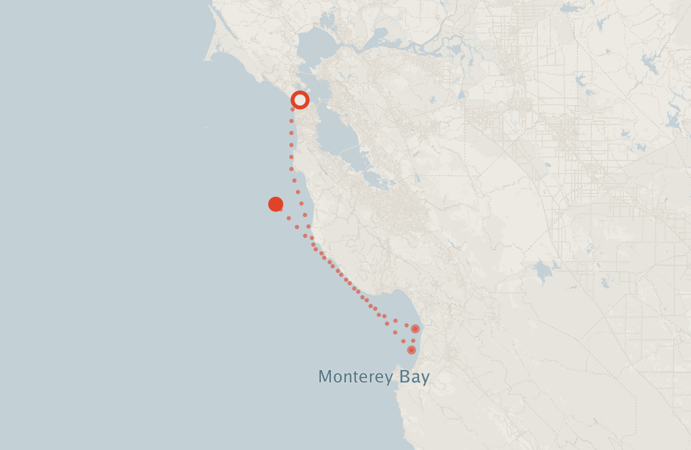 Activity map — real sighting points on an OpenStreetMap basemap