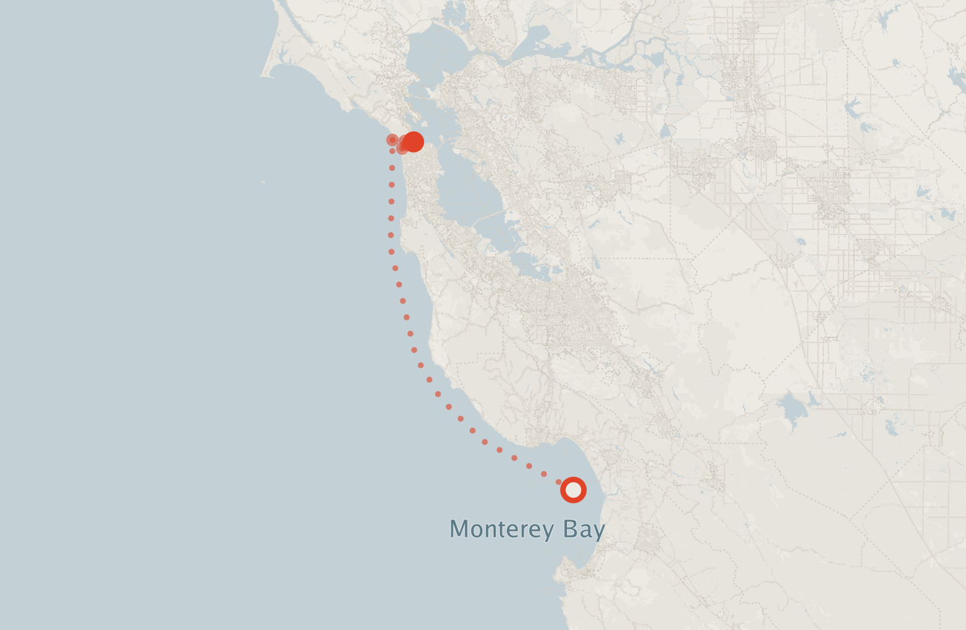 Activity map — real sighting points on an OpenStreetMap basemap