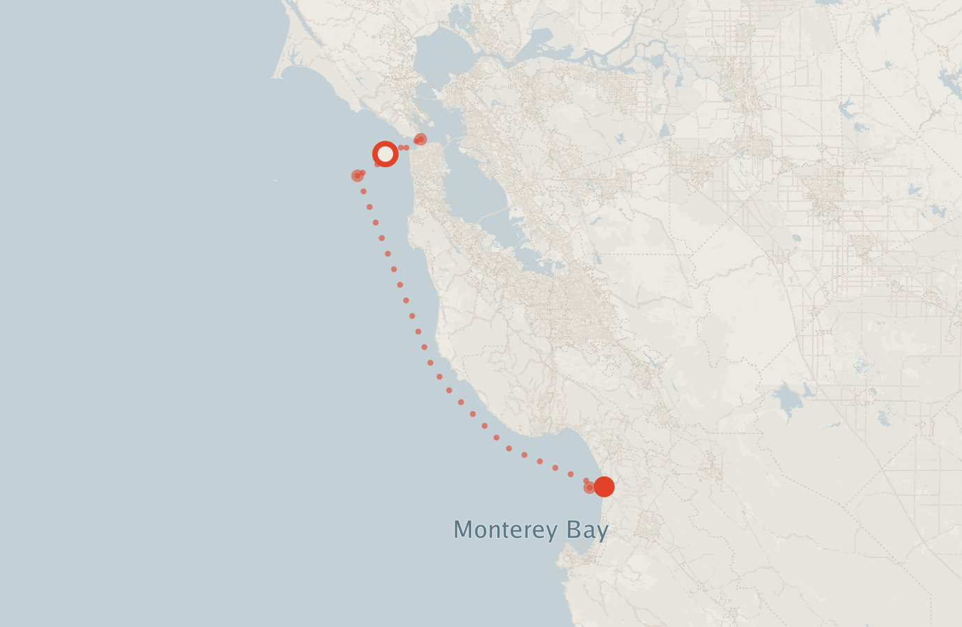 Activity map — real sighting points on an OpenStreetMap basemap