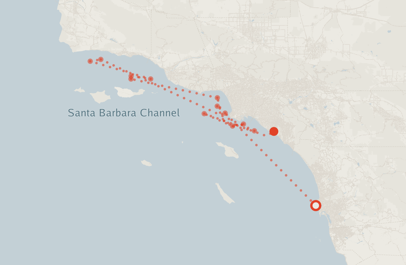 Activity map — real sighting points on an OpenStreetMap basemap