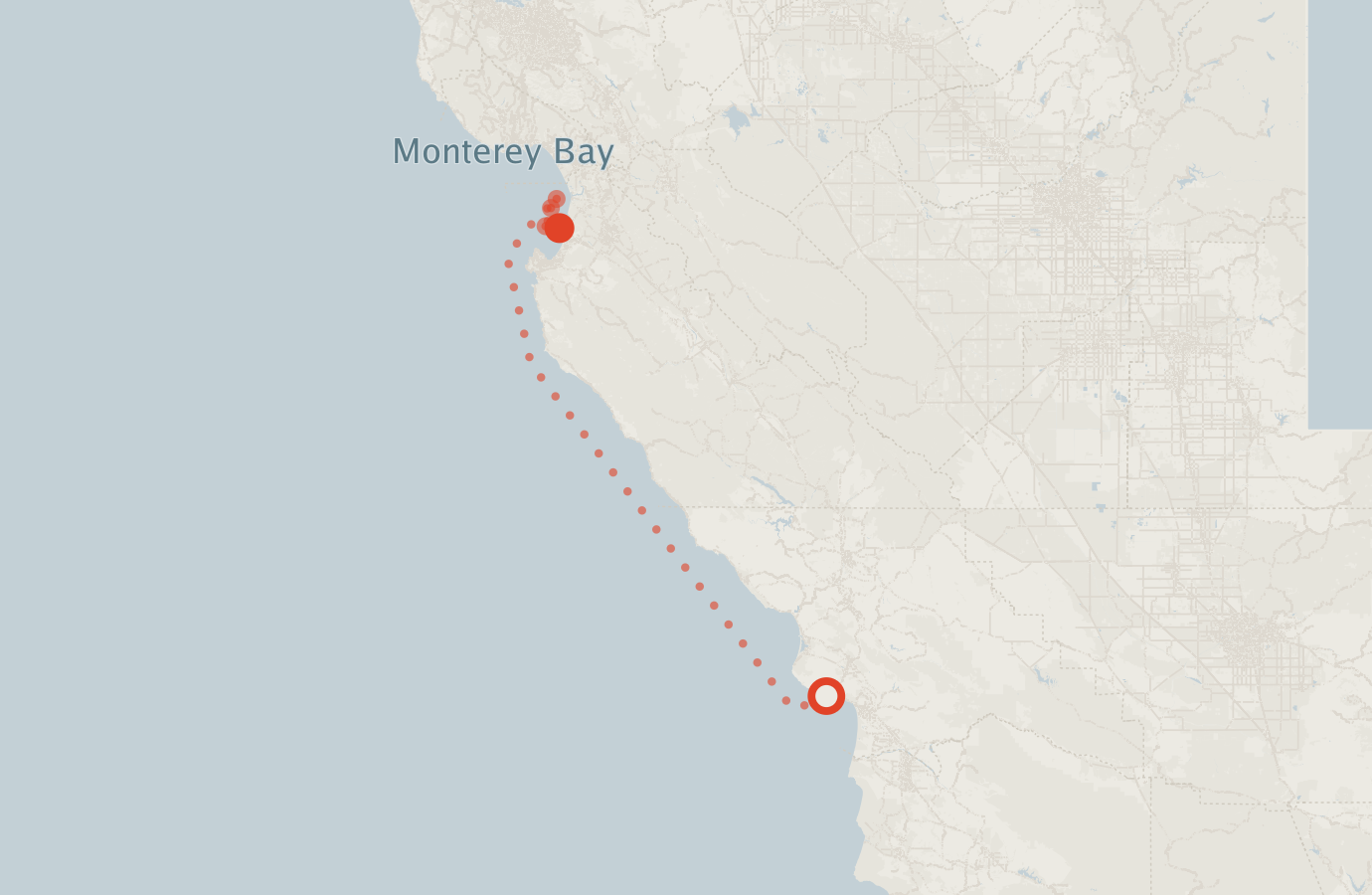 Activity map — real sighting points on an OpenStreetMap basemap