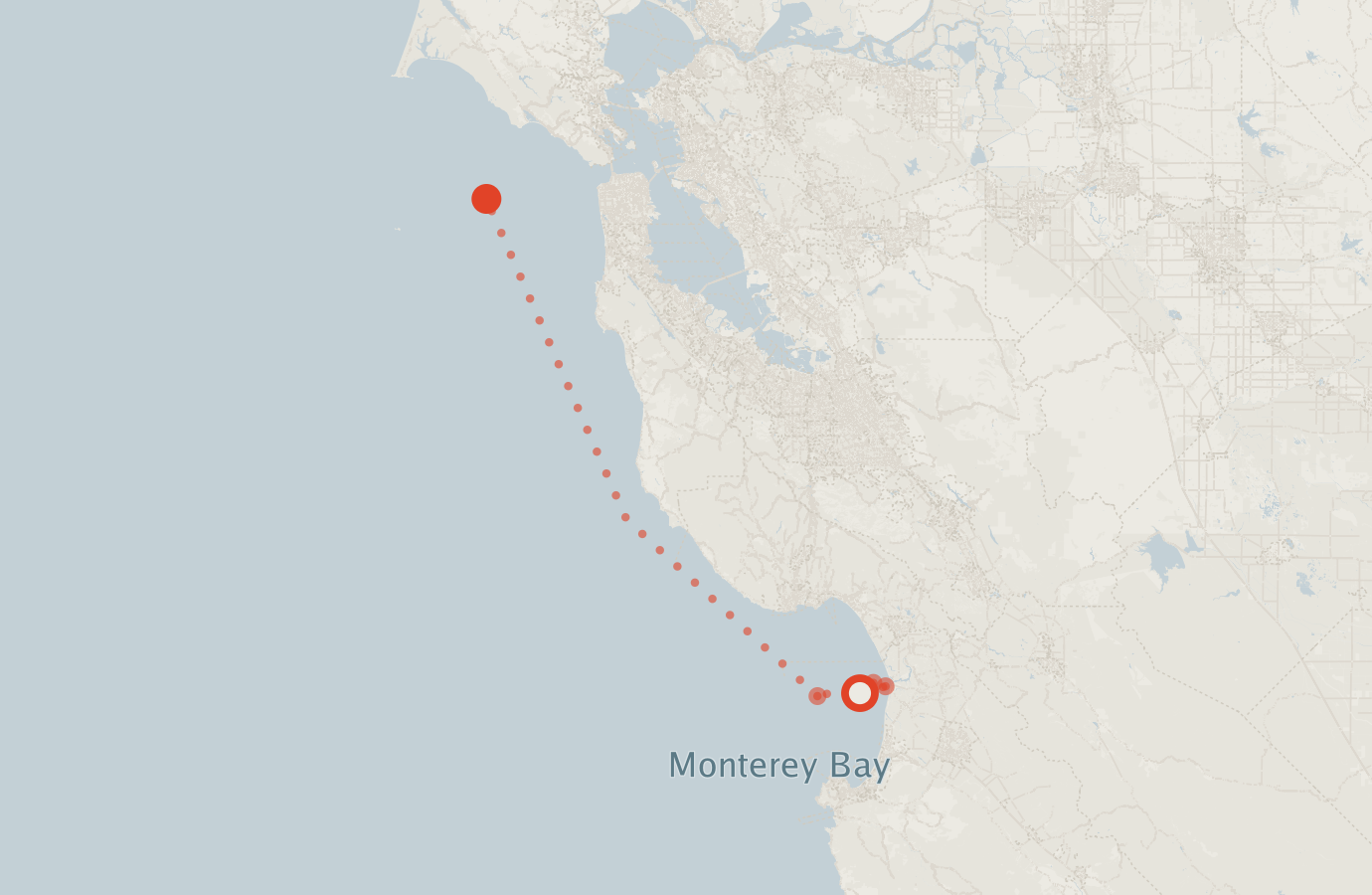 Activity map — real sighting points on an OpenStreetMap basemap