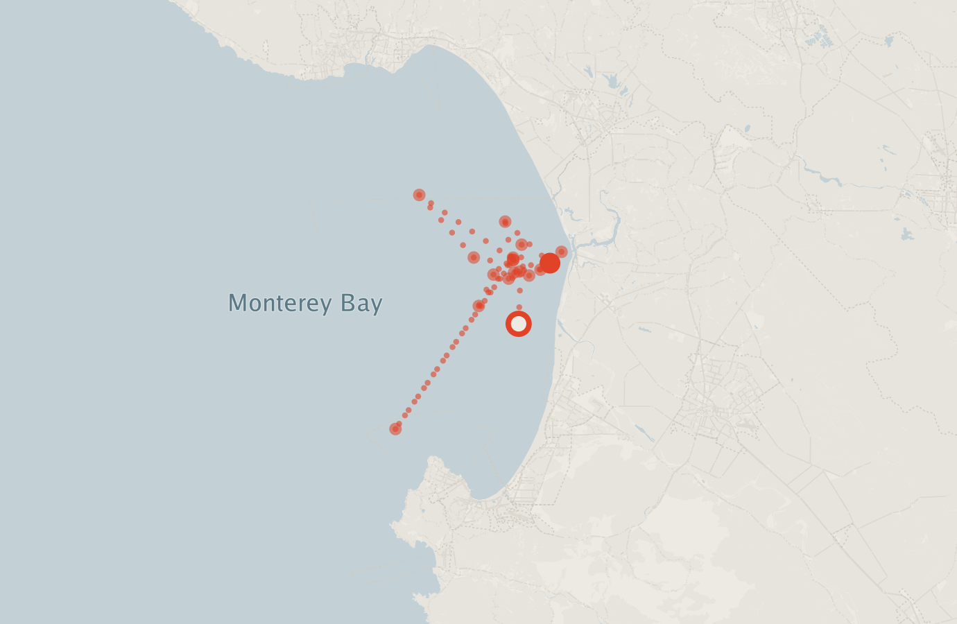 Activity map — real sighting points on an OpenStreetMap basemap