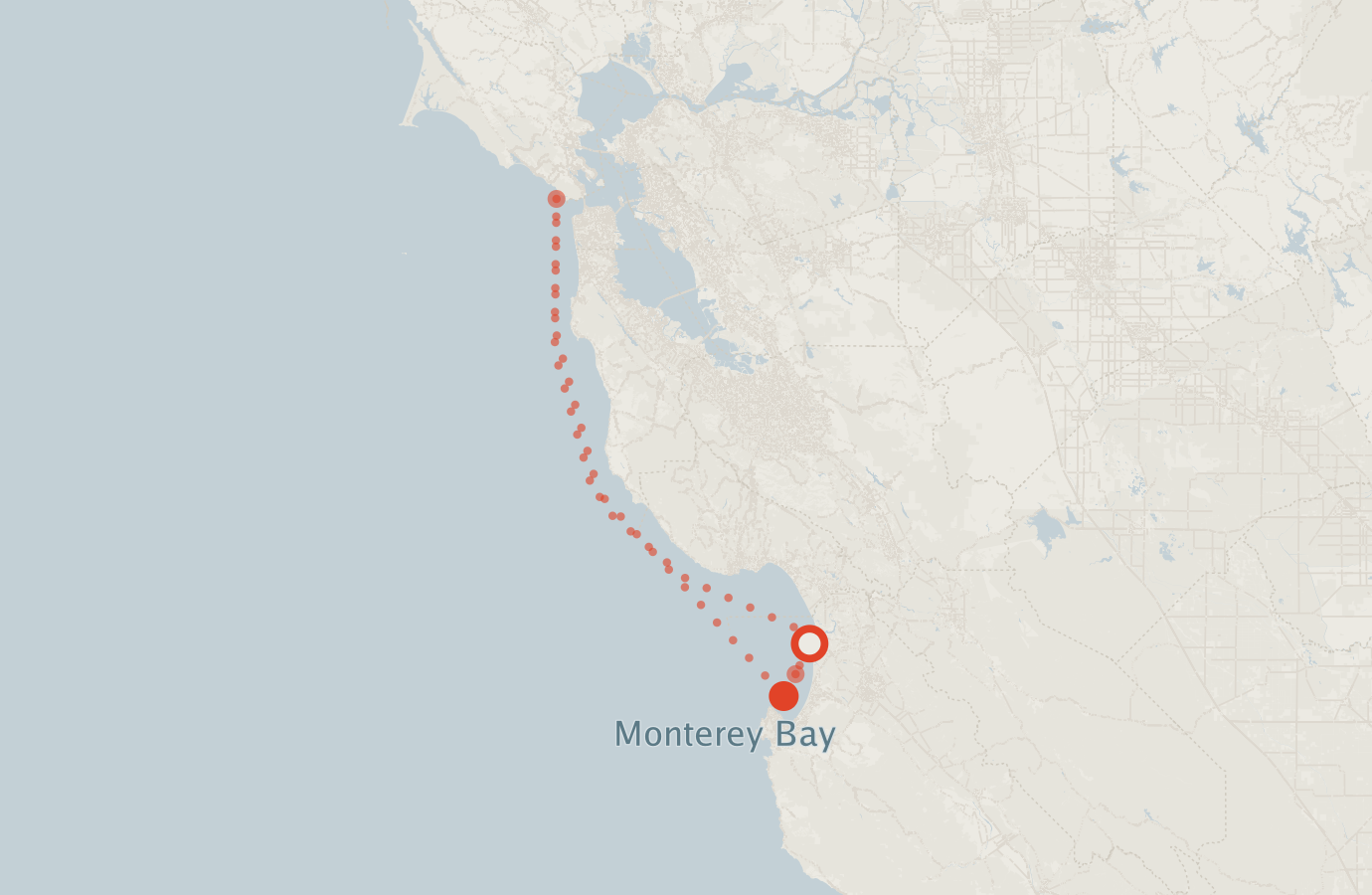 Activity map — real sighting points on an OpenStreetMap basemap