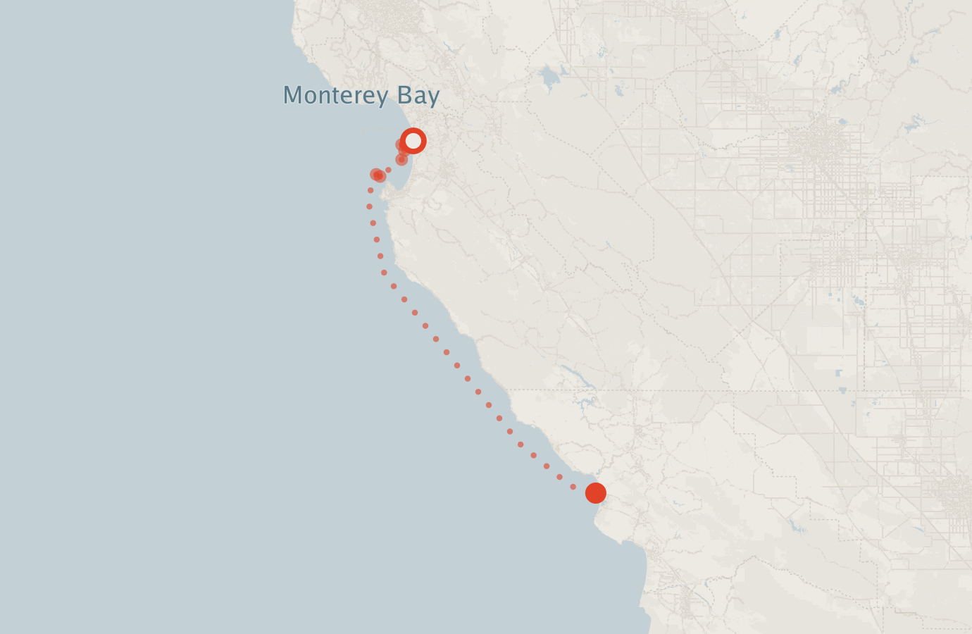 Activity map — real sighting points on an OpenStreetMap basemap