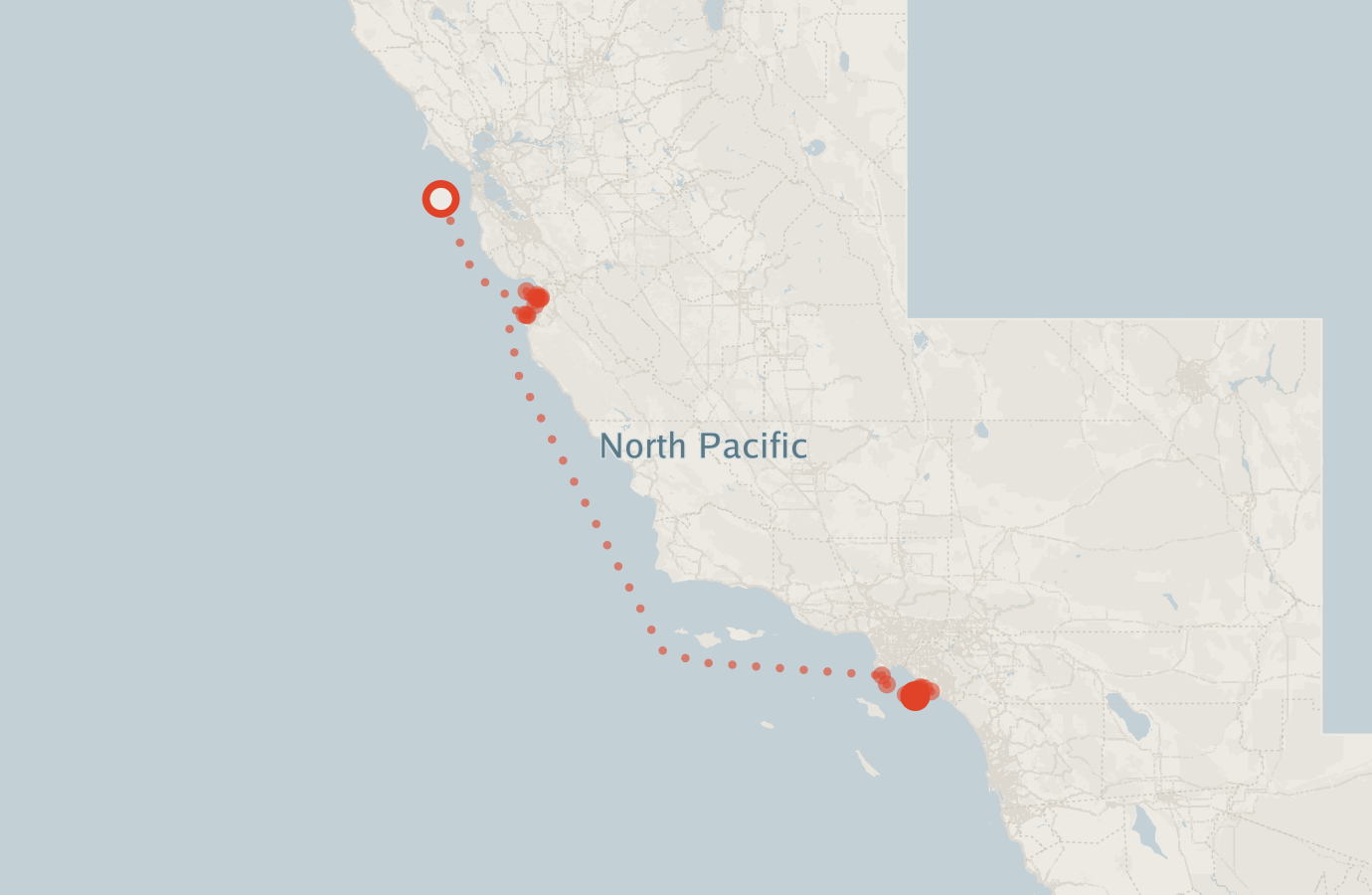 Activity map — real sighting points on an OpenStreetMap basemap