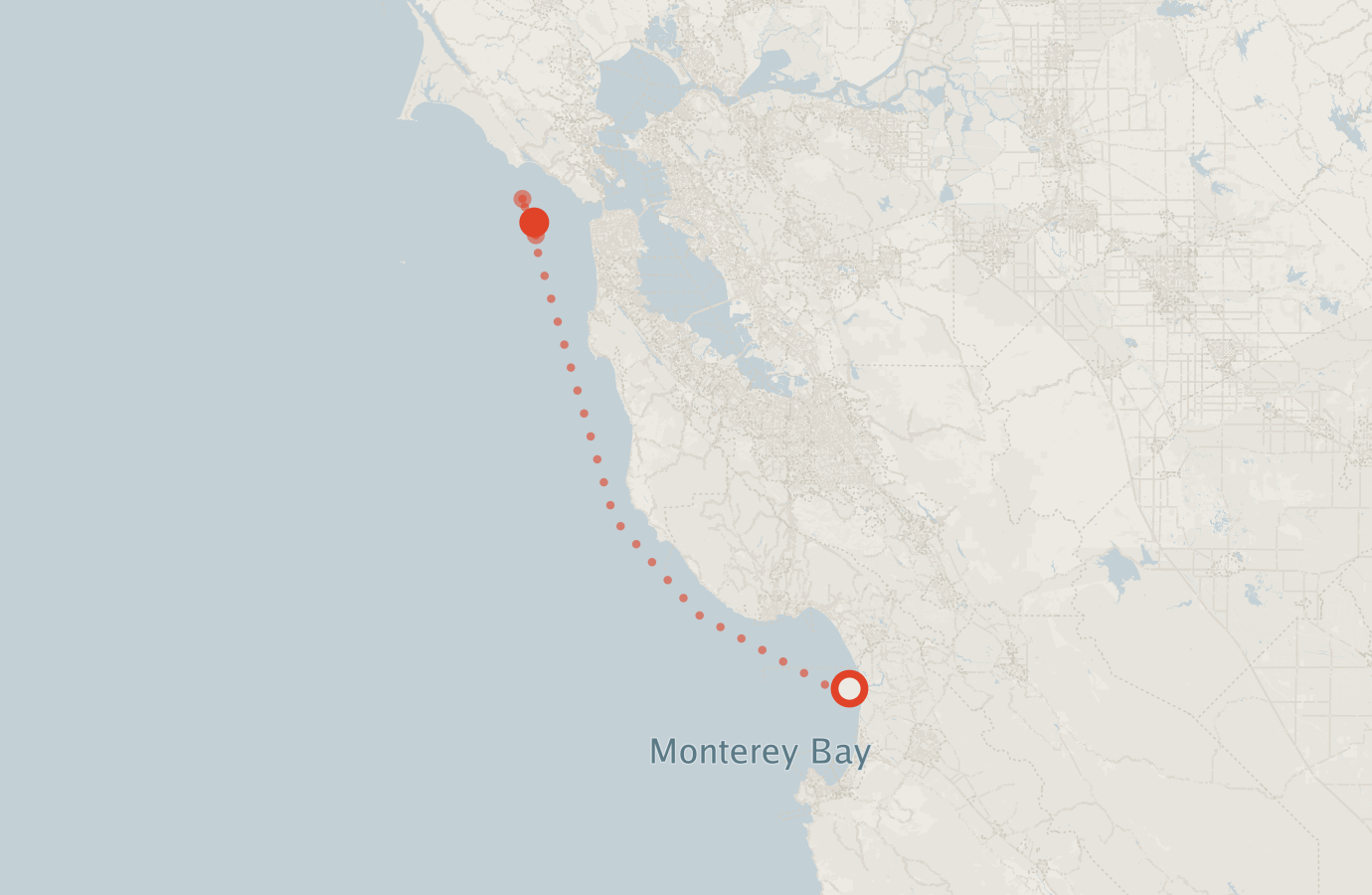 Activity map — real sighting points on an OpenStreetMap basemap