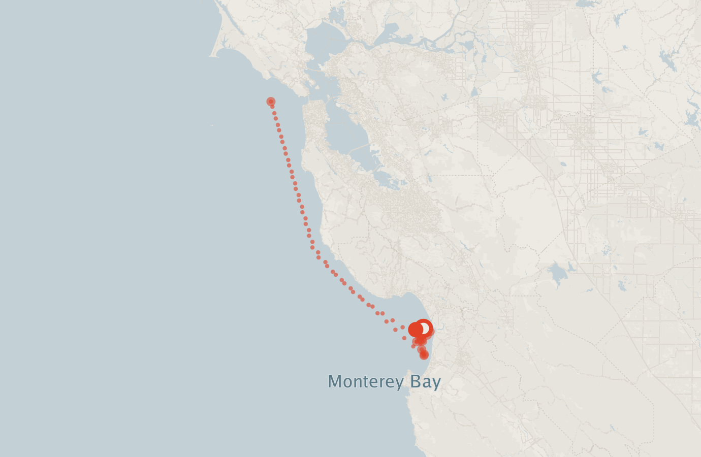 Activity map — real sighting points on an OpenStreetMap basemap