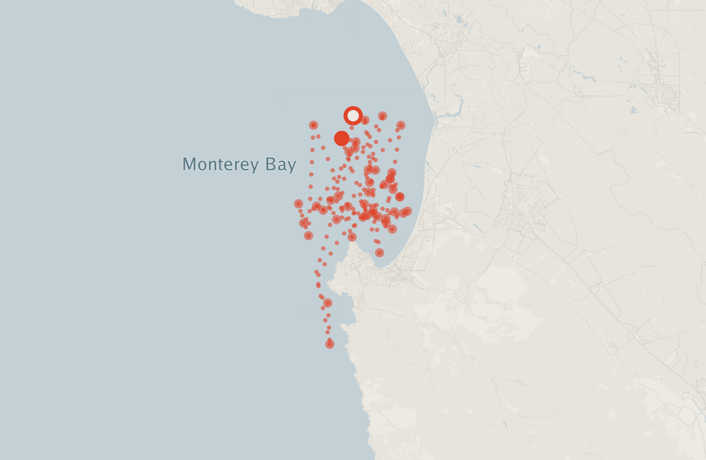 Activity map — real sighting points on an OpenStreetMap basemap