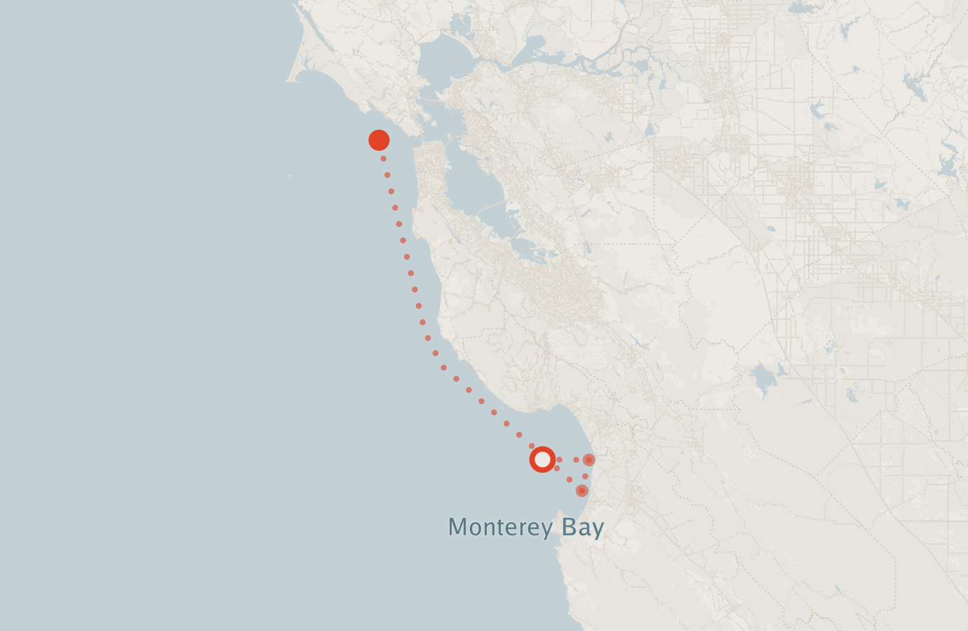 Activity map — real sighting points on an OpenStreetMap basemap