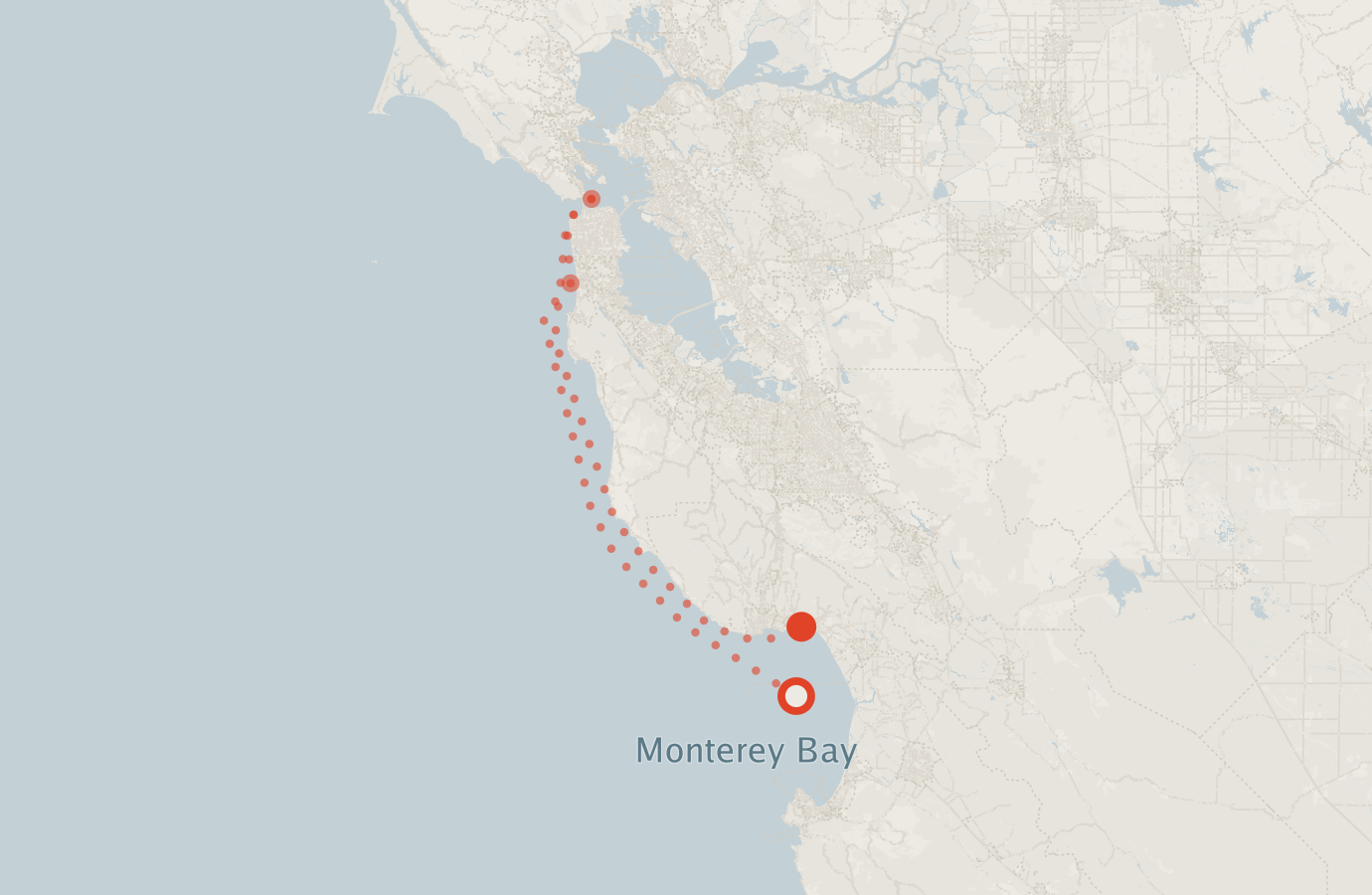 Activity map — real sighting points on an OpenStreetMap basemap