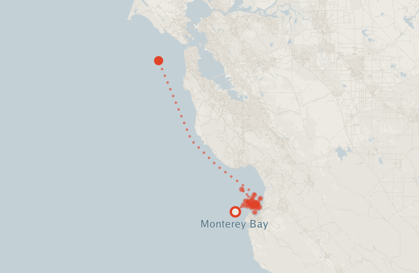 Activity map — real sighting points on an OpenStreetMap basemap