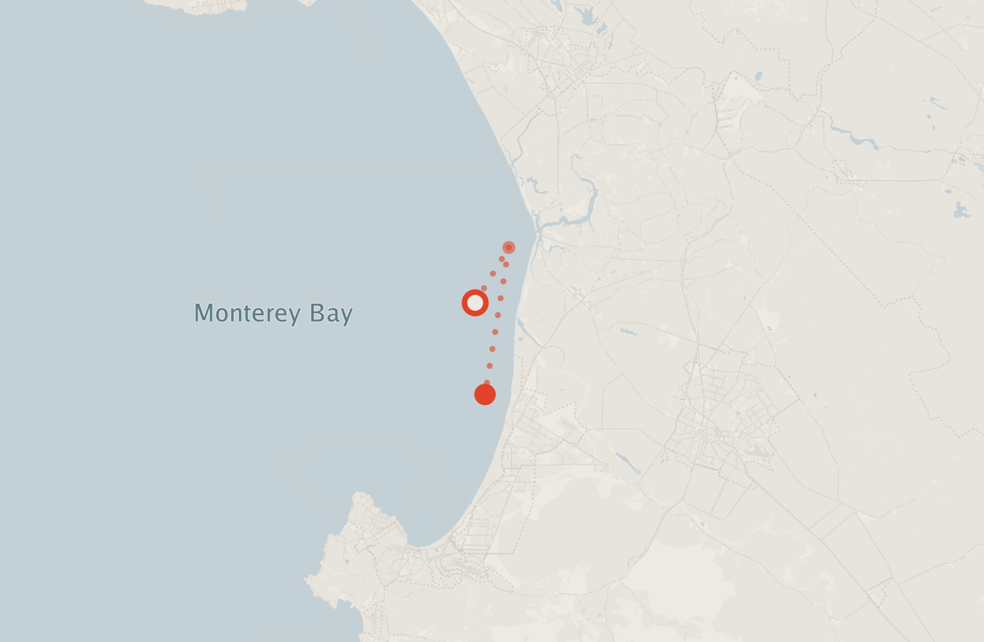 Activity map — real sighting points on an OpenStreetMap basemap