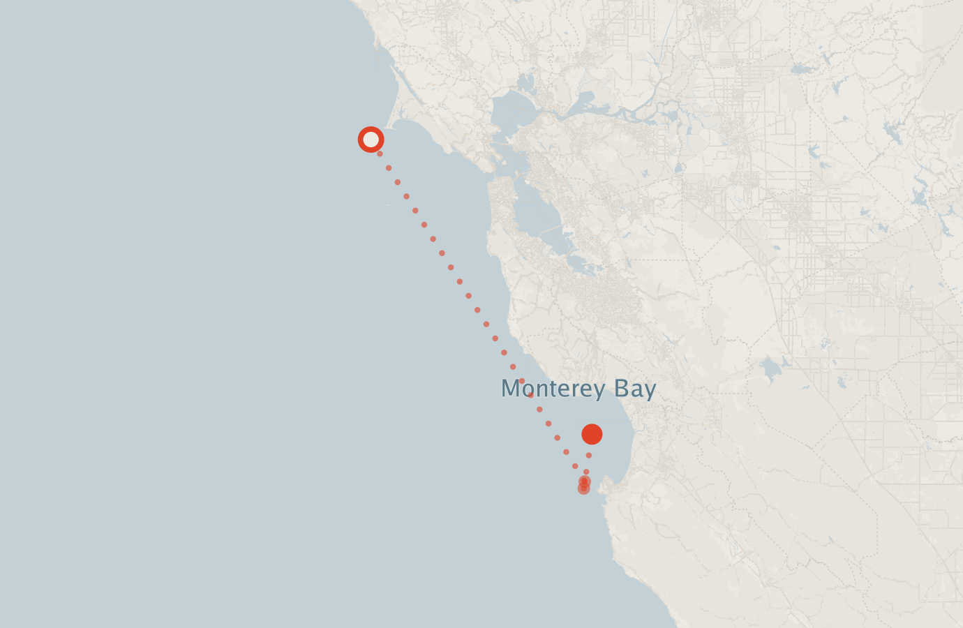 Activity map — real sighting points on an OpenStreetMap basemap