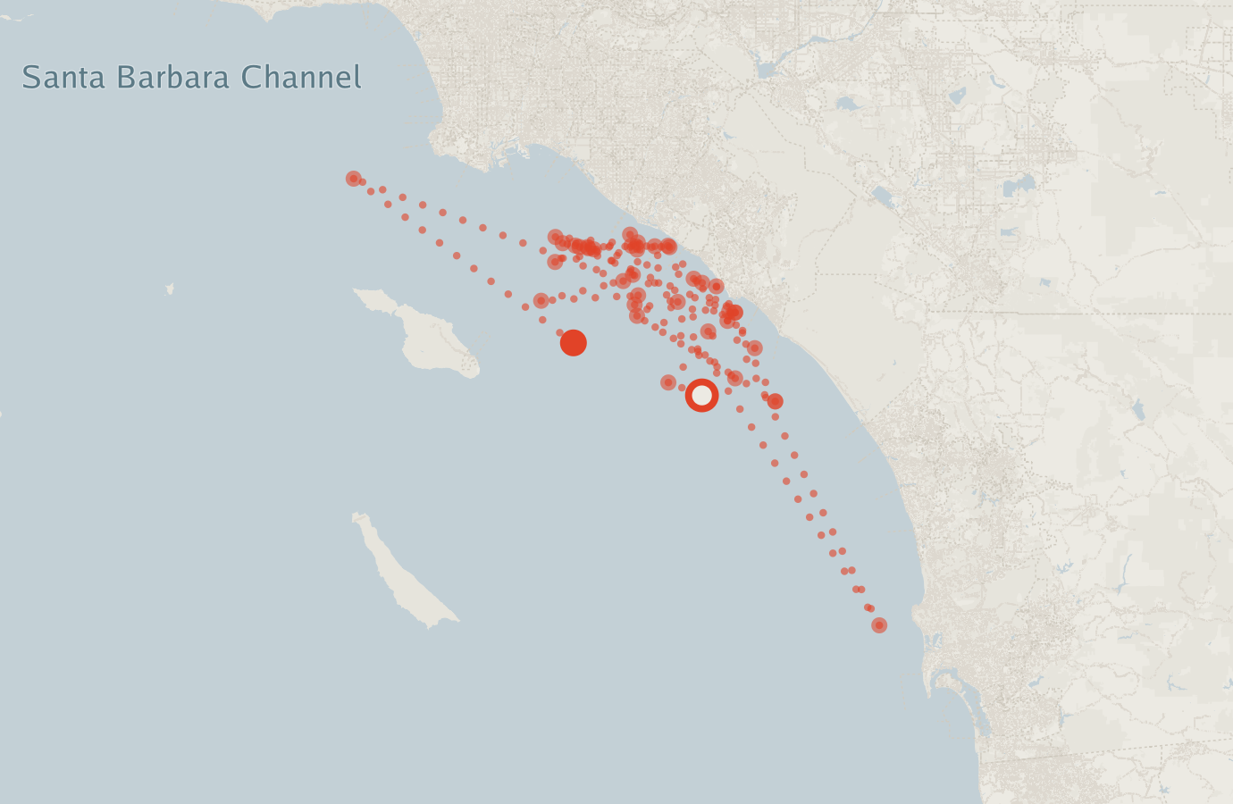 Activity map — real sighting points on an OpenStreetMap basemap