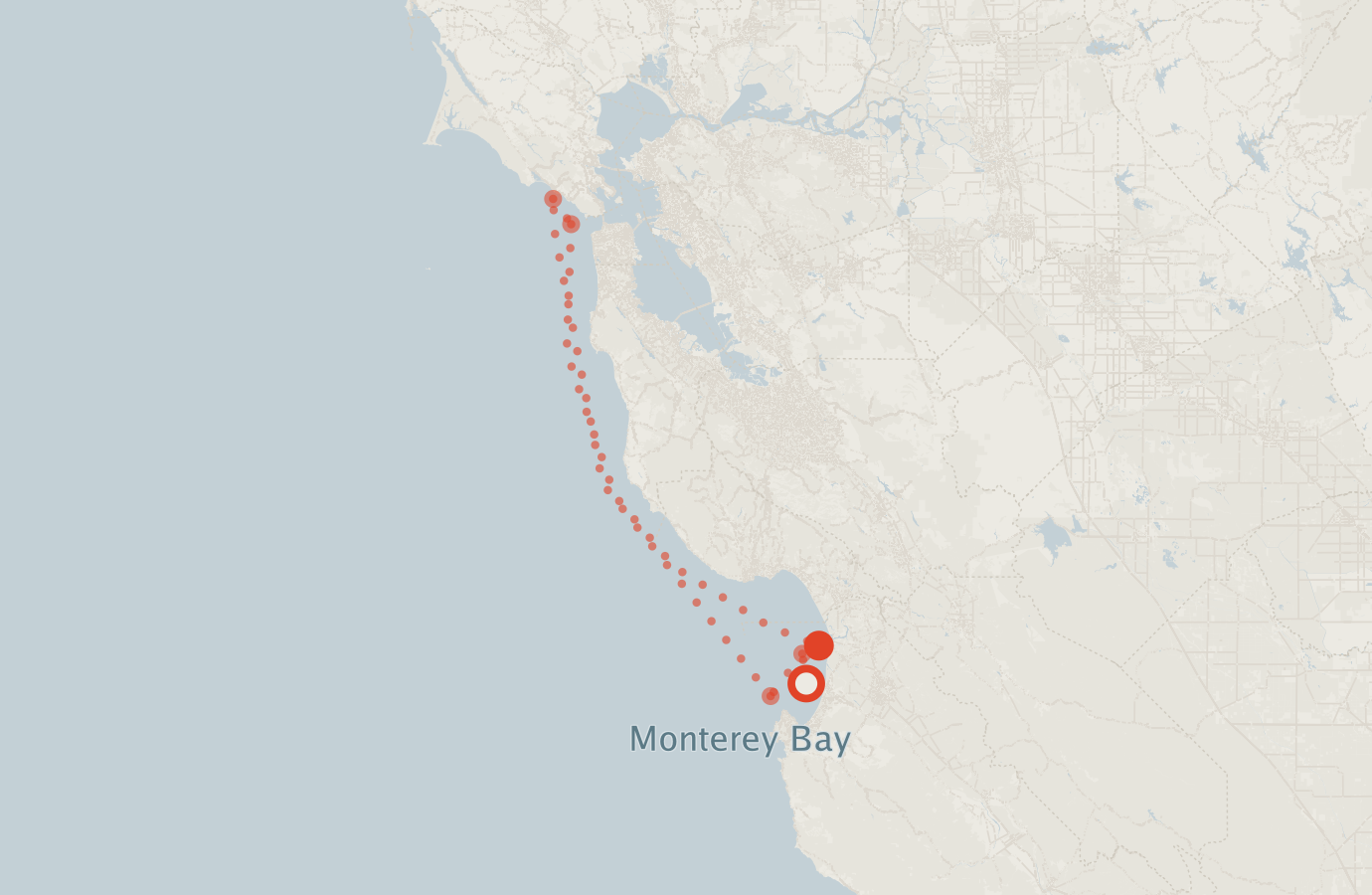 Activity map — real sighting points on an OpenStreetMap basemap