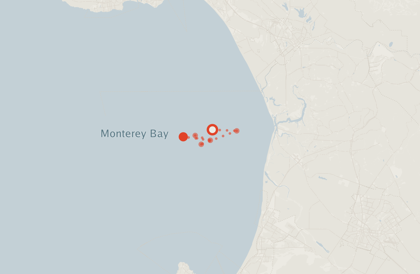 Activity map — real sighting points on an OpenStreetMap basemap
