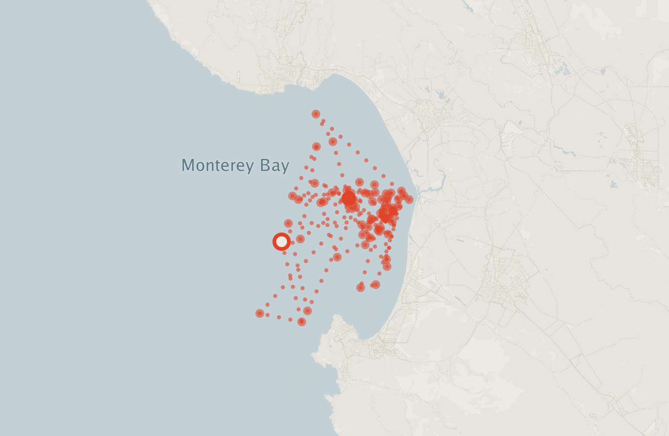 Activity map — real sighting points on an OpenStreetMap basemap