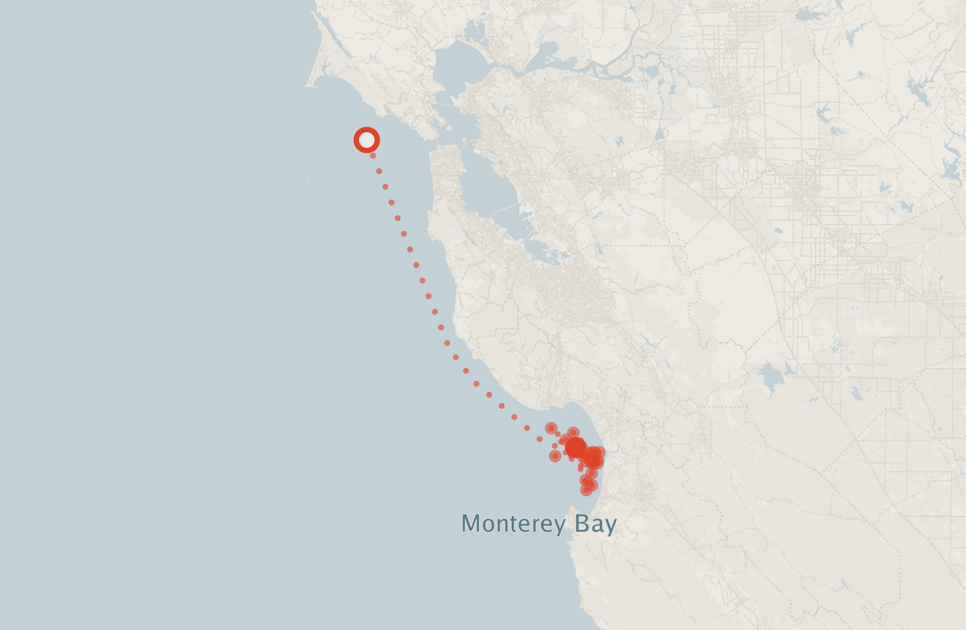Activity map — real sighting points on an OpenStreetMap basemap