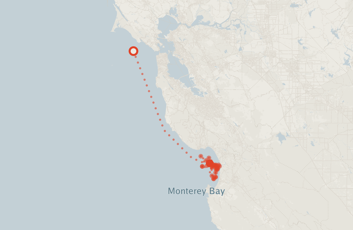 Activity map — real sighting points on an OpenStreetMap basemap