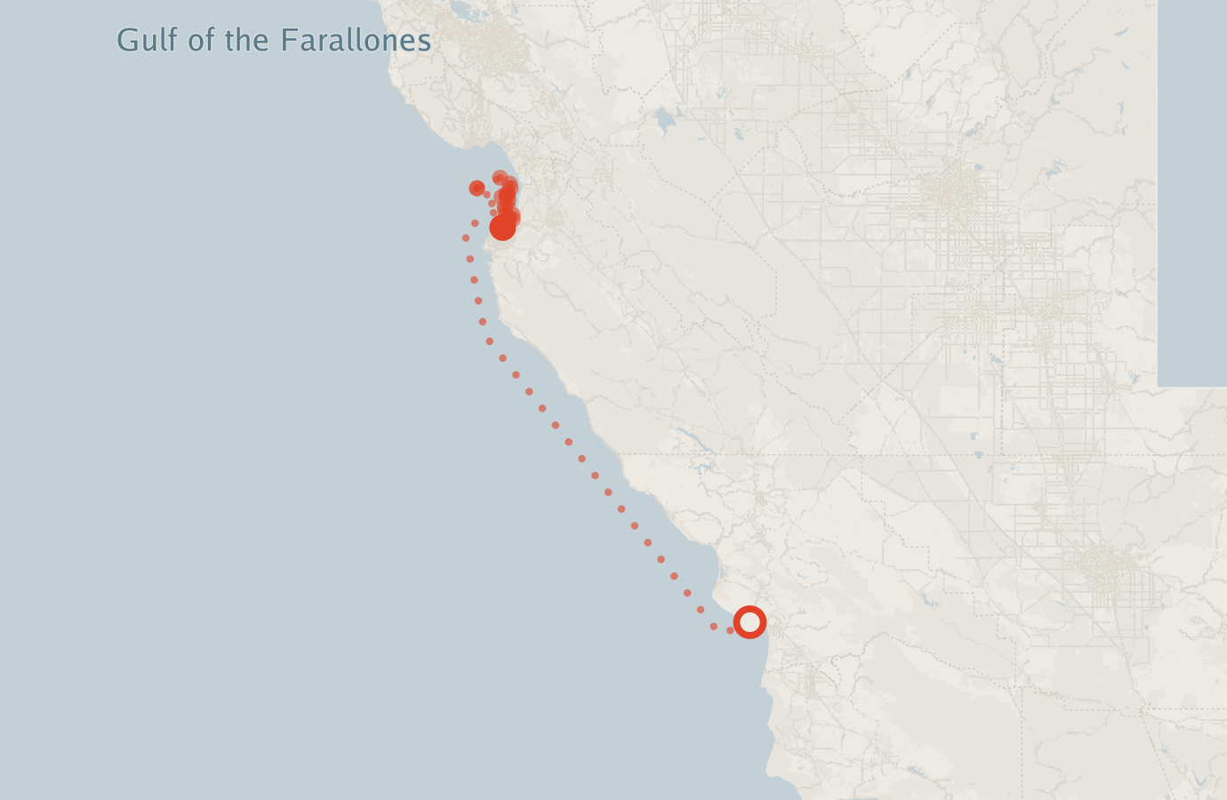 Activity map — real sighting points on an OpenStreetMap basemap