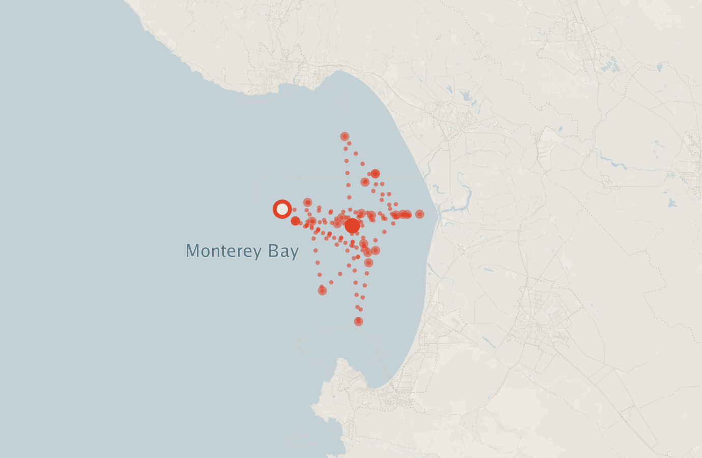 Activity map — real sighting points on an OpenStreetMap basemap