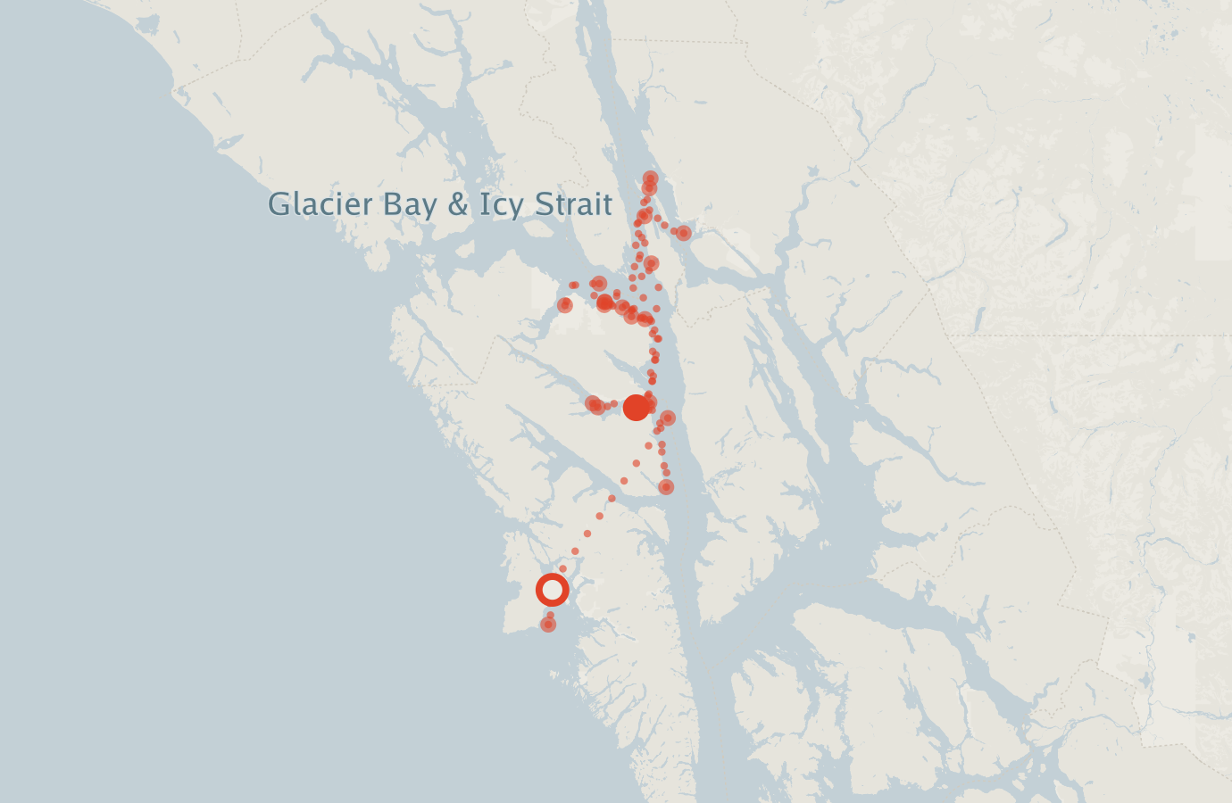 Activity map — real sighting points on an OpenStreetMap basemap