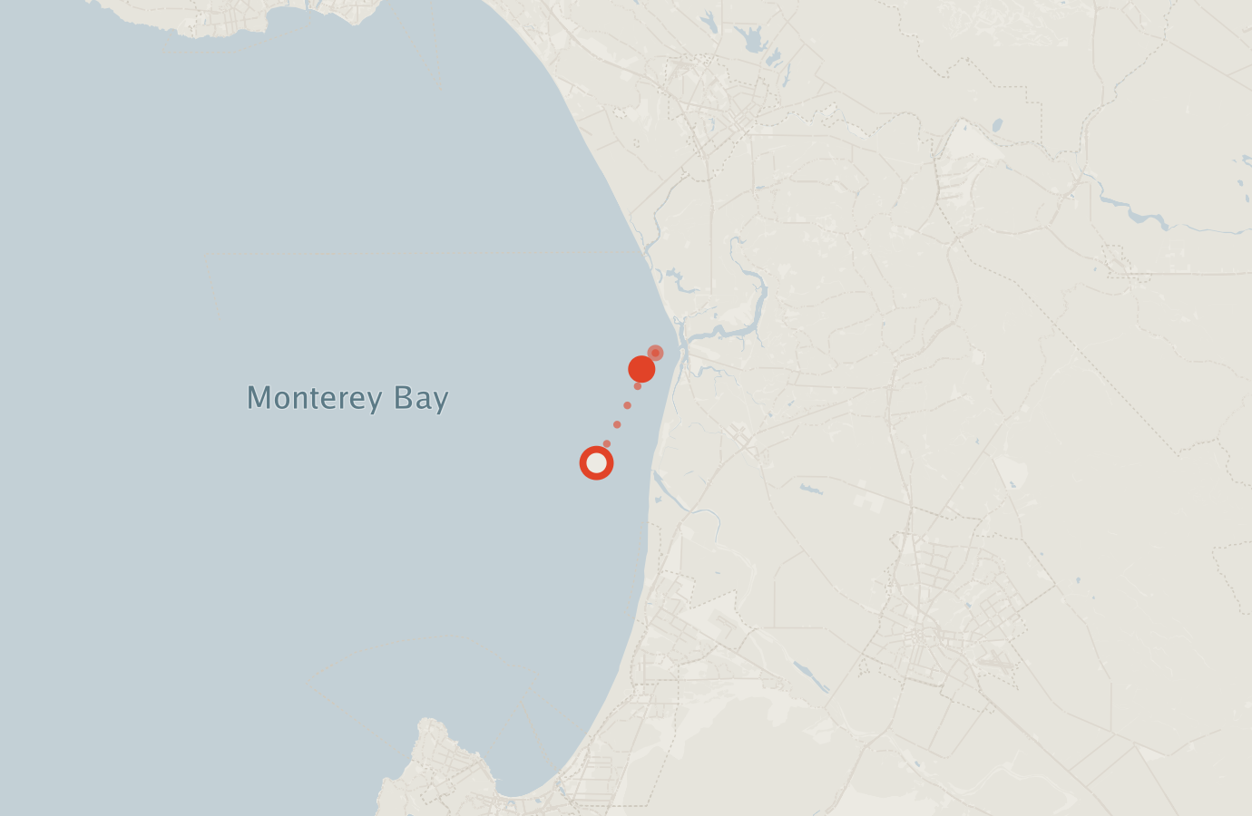 Activity map — real sighting points on an OpenStreetMap basemap