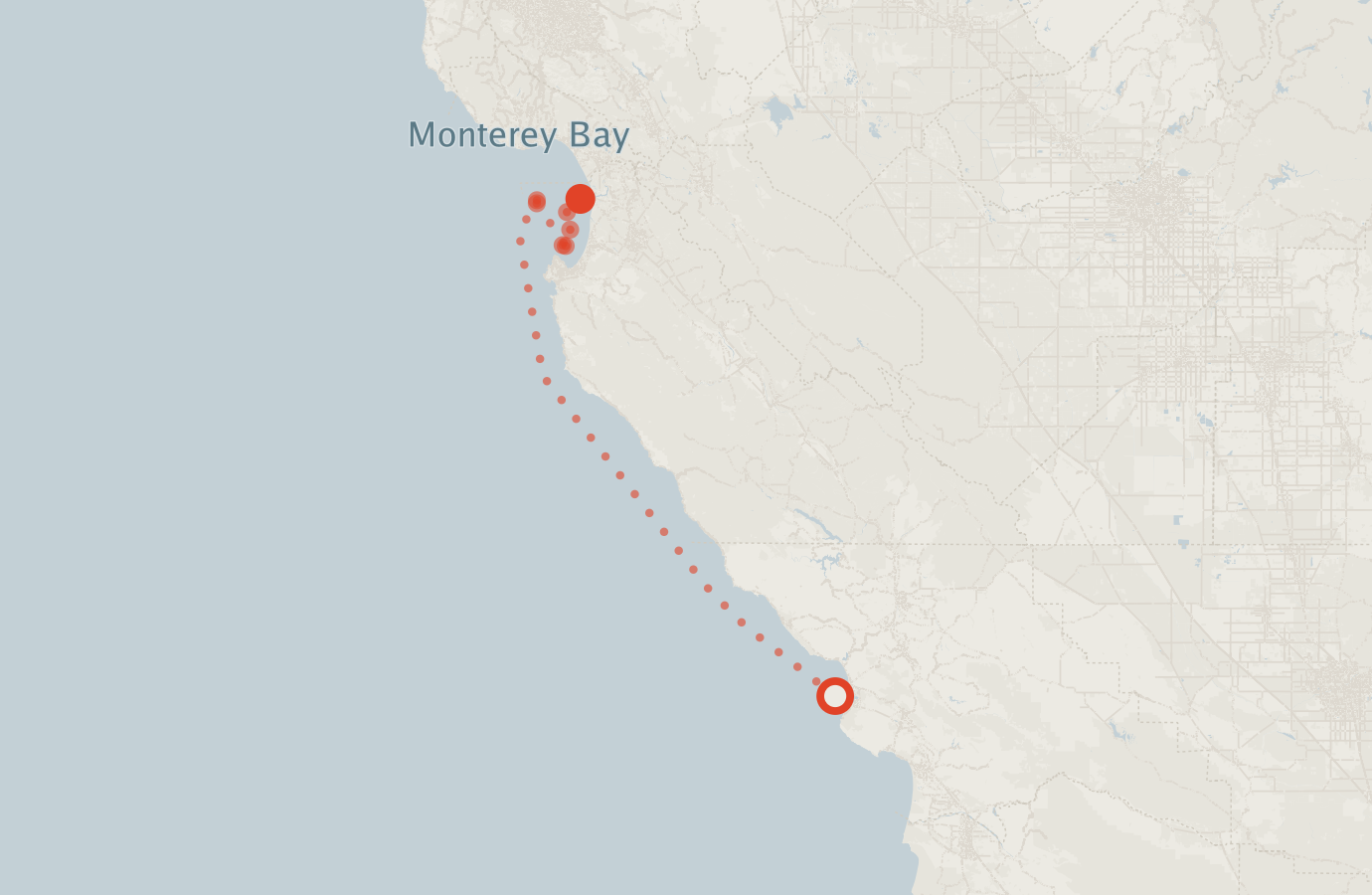 Activity map — real sighting points on an OpenStreetMap basemap