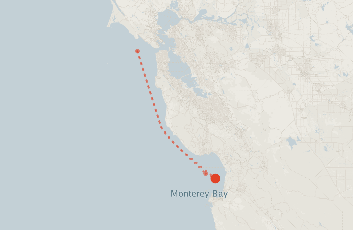 Activity map — real sighting points on an OpenStreetMap basemap