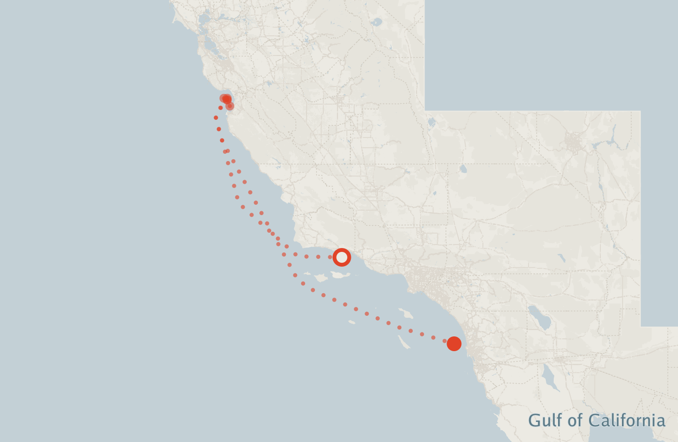 Activity map — real sighting points on an OpenStreetMap basemap