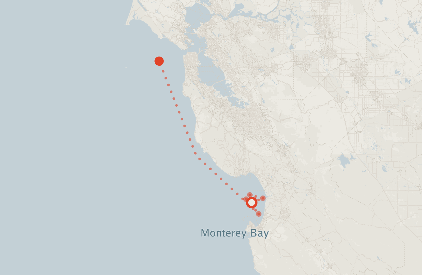 Activity map — real sighting points on an OpenStreetMap basemap