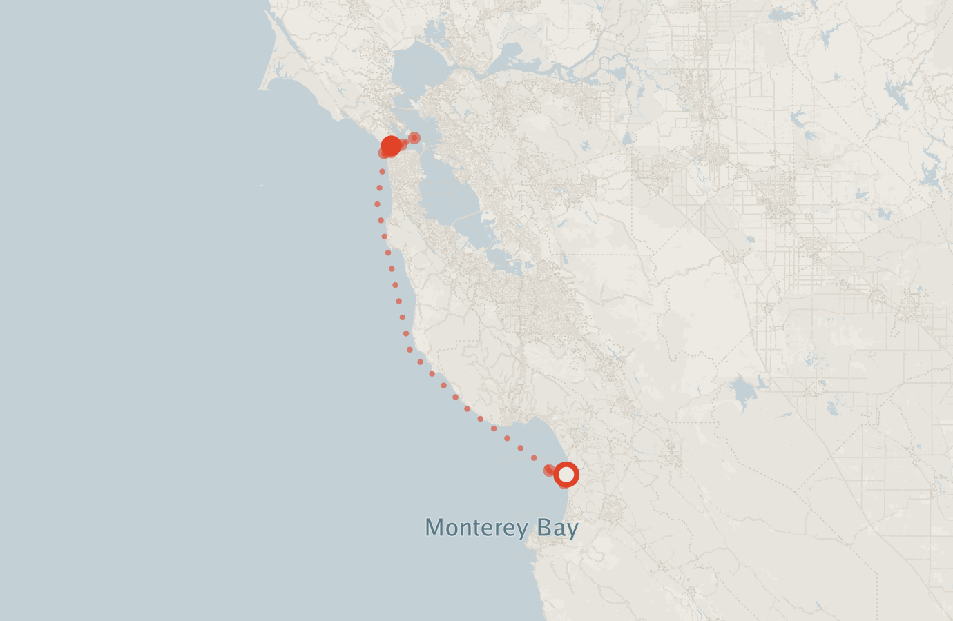 Activity map — real sighting points on an OpenStreetMap basemap