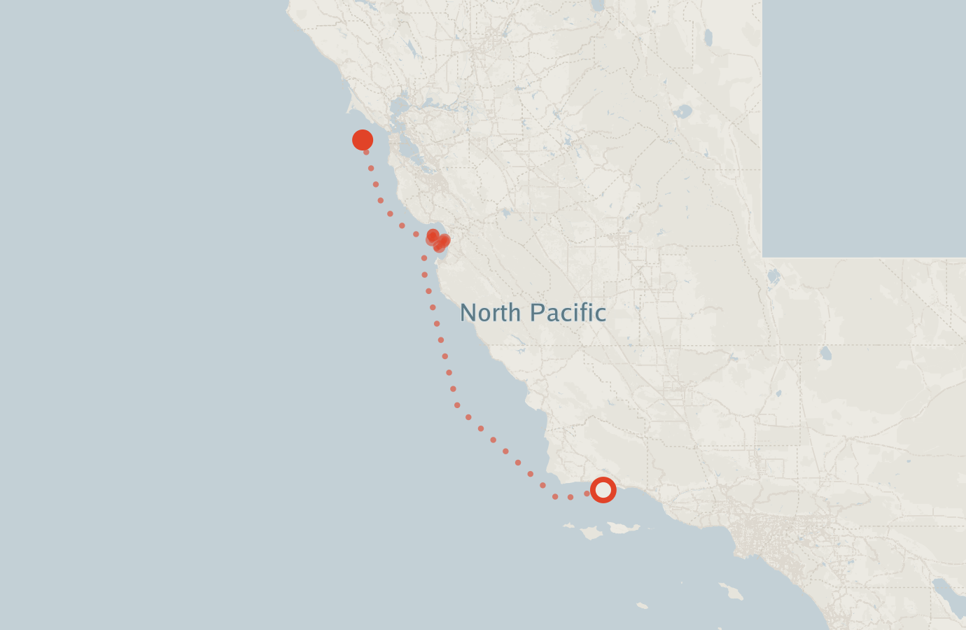 Activity map — real sighting points on an OpenStreetMap basemap