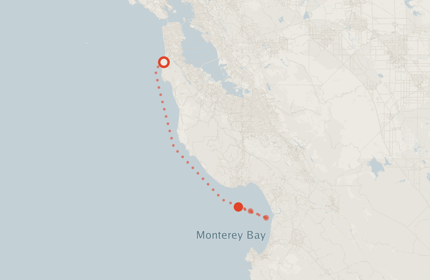Activity map — real sighting points on an OpenStreetMap basemap