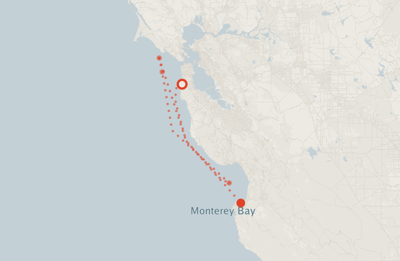 Activity map — real sighting points on an OpenStreetMap basemap