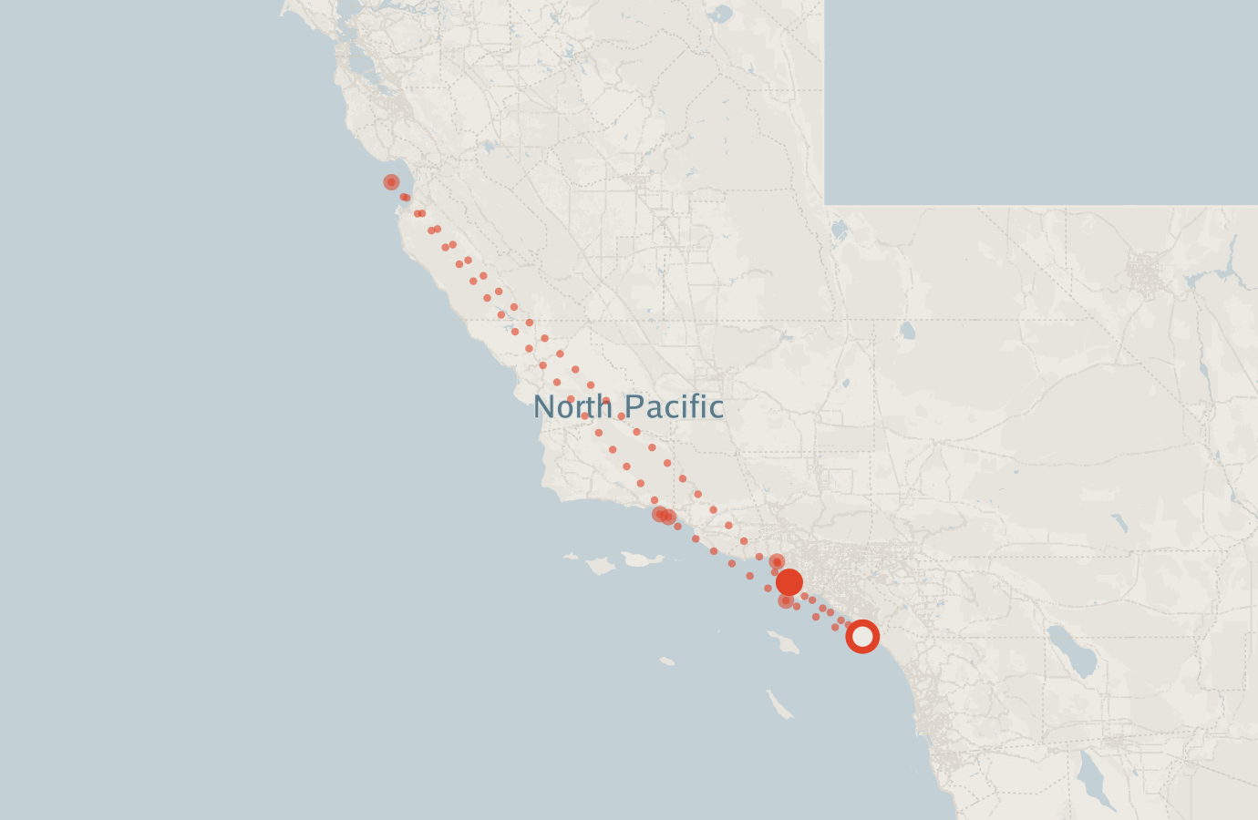 Activity map — real sighting points on an OpenStreetMap basemap