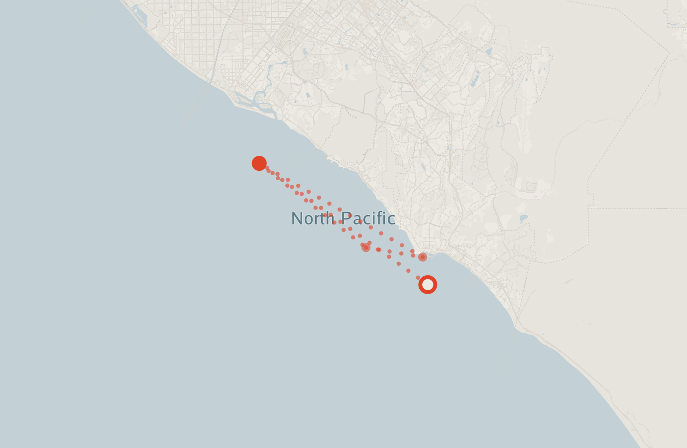 Activity map — real sighting points on an OpenStreetMap basemap