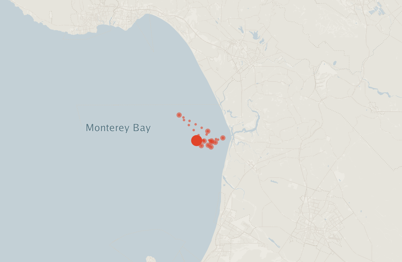 Activity map — real sighting points on an OpenStreetMap basemap