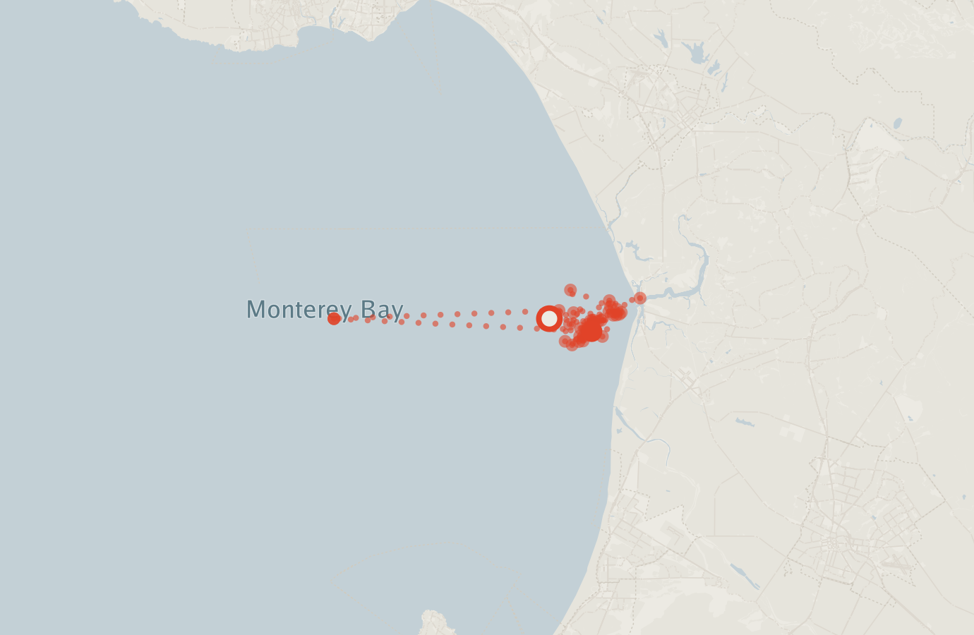 Activity map — real sighting points on an OpenStreetMap basemap