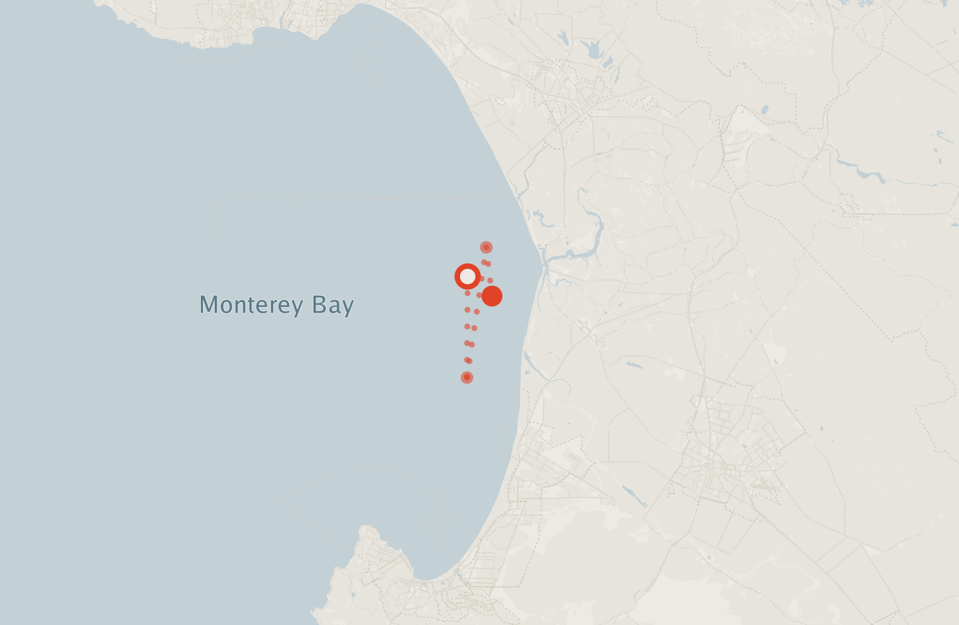 Activity map — real sighting points on an OpenStreetMap basemap