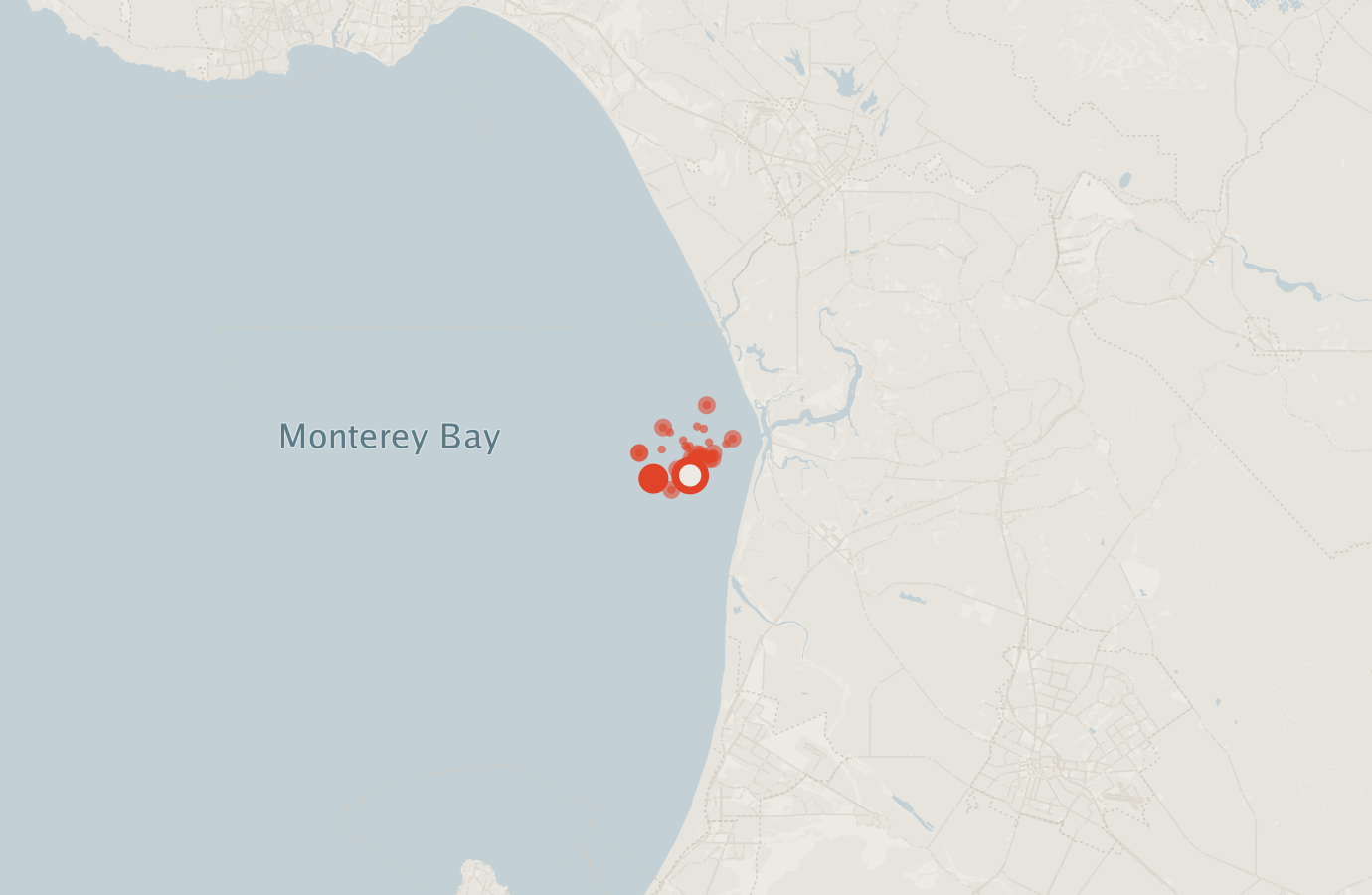 Activity map — real sighting points on an OpenStreetMap basemap
