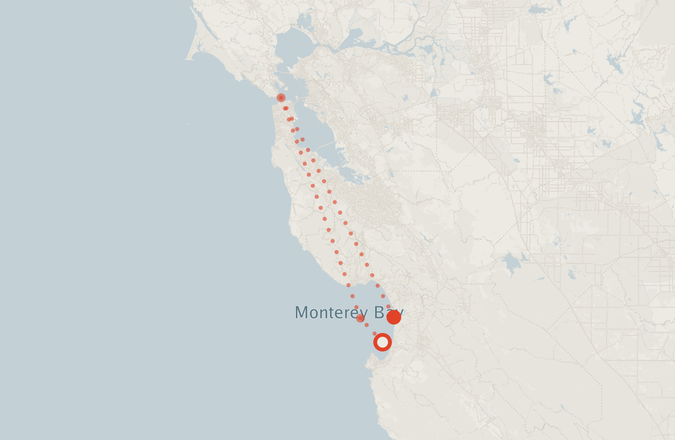 Activity map — real sighting points on an OpenStreetMap basemap