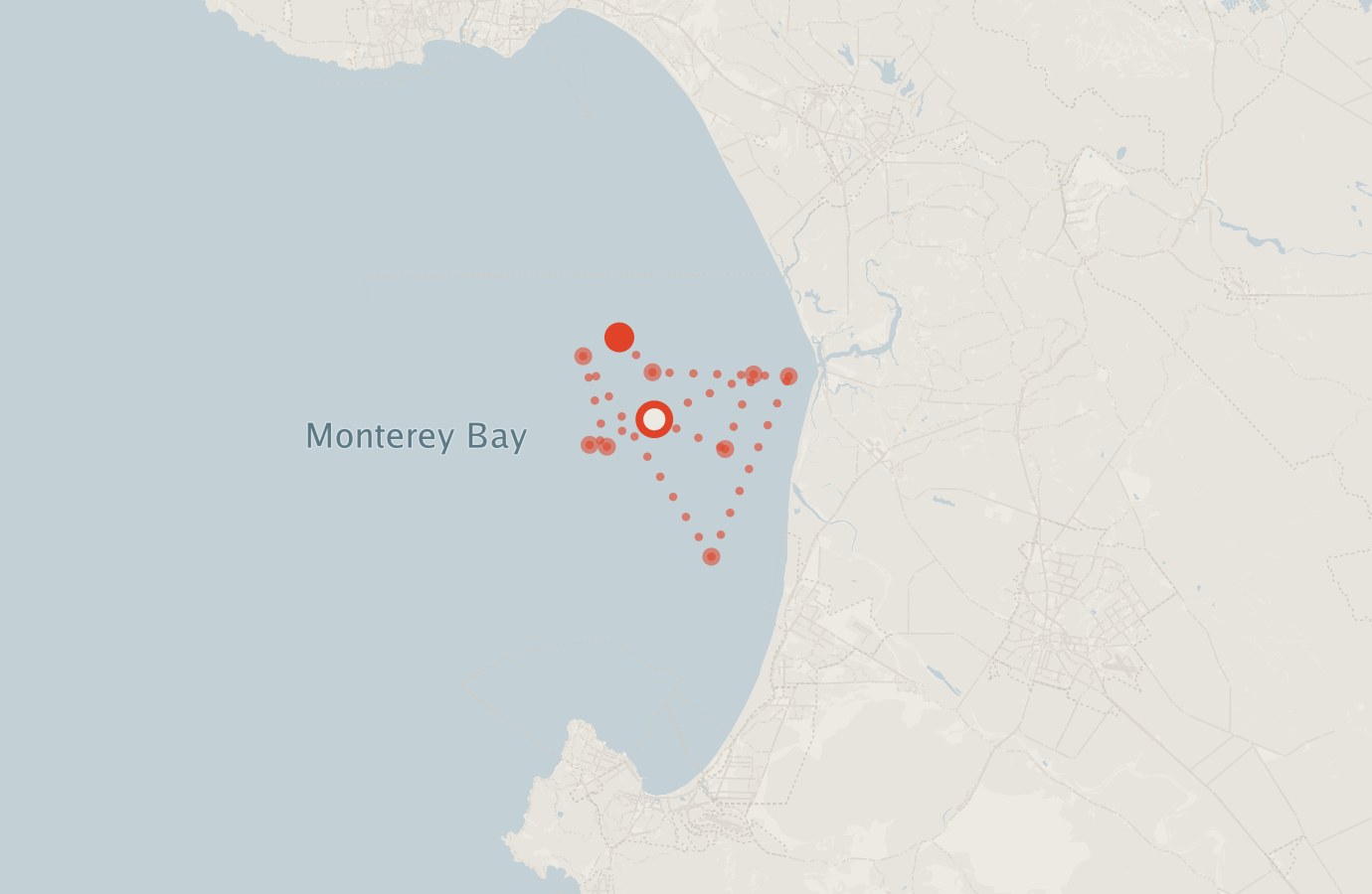 Activity map — real sighting points on an OpenStreetMap basemap