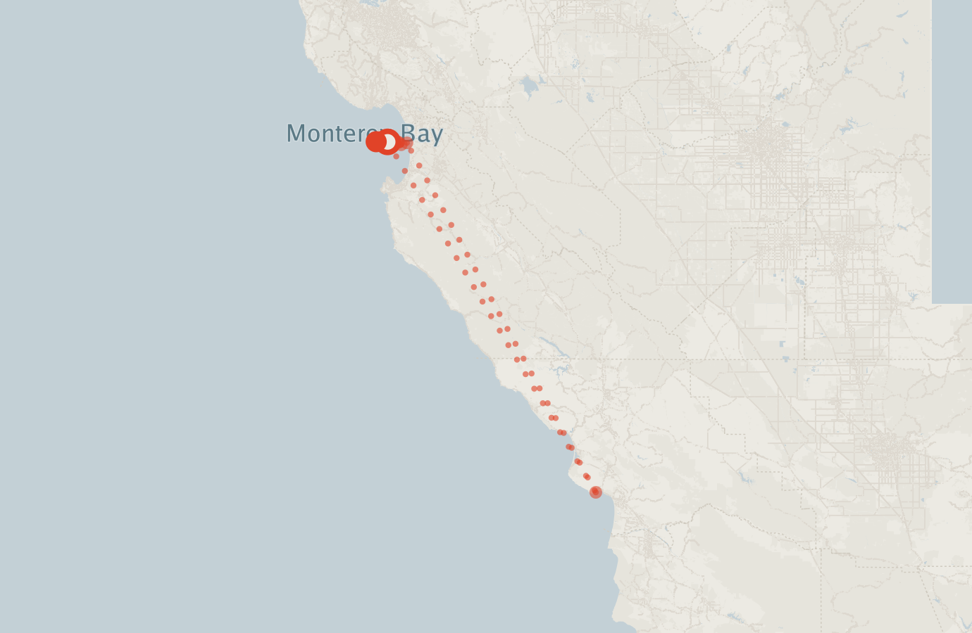 Activity map — real sighting points on an OpenStreetMap basemap