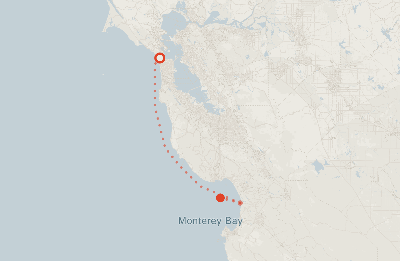 Activity map — real sighting points on an OpenStreetMap basemap